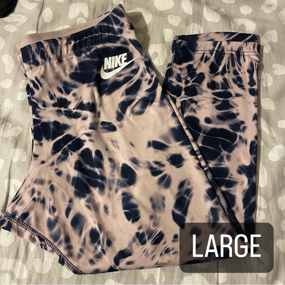 Large Nike Tie-Dye Leggings - Pink and Blue
